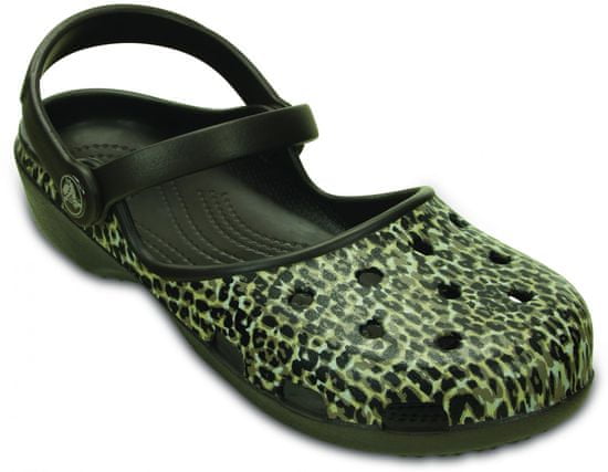 Crocs sandali Karin Leopard Clog Espresso, ženski