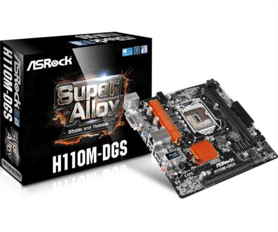 ASRock H110M-DGS, DDR4, SATA3, DVI, USB3, LGA1151, mATX