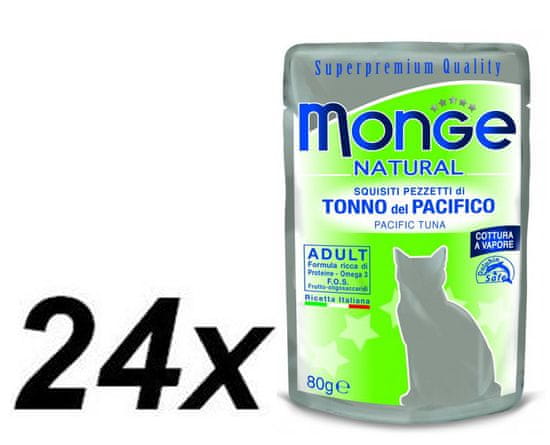 Monge mokra hrana za mačke Natural, tuna v želeju, 24 x 80 g
