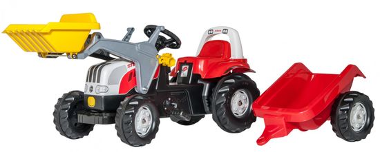 Rolly Toys rdeč traktor s prikolico