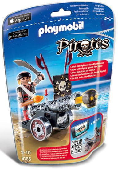 Playmobil pirat z interaktivnim topom, črn 6165