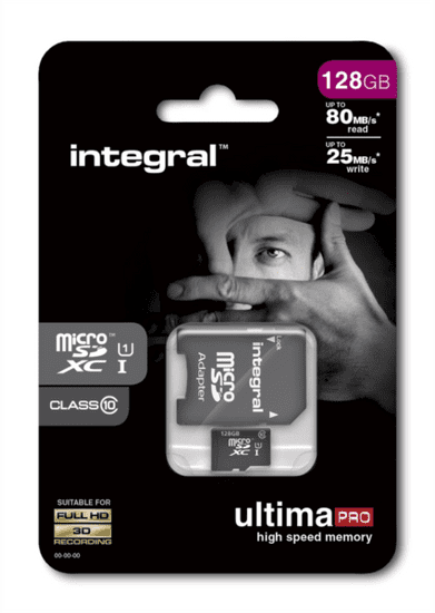 Integral spominska kartica 128GB Micro SDXC class10 80MB/s + adapter