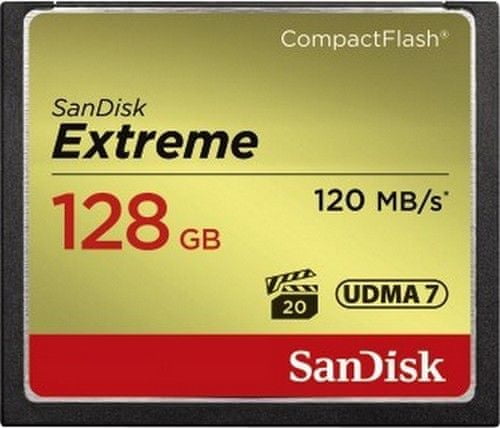 SanDisk pomnilniška kartica CompactFlash Extreme, 128 GB, VPG-20 (SDCFXSB-128G-G46)