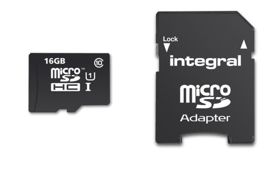 Integral spominska kartica microSDHC 16 GB Class 10 UHS-I U1 90MB/s + adapter (INMSDH16G10-90SPTAB)