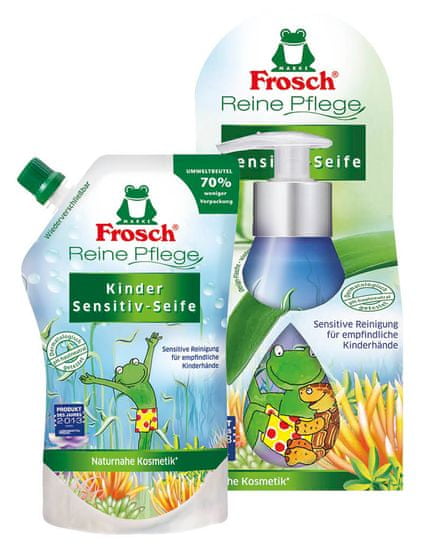 Frosch tekoče milo Sensitive v dozi (300 ml) + nadomestno polnjenje (500 ml), za otroke