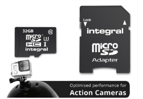 Integral spominska kartica MicroSDHC 32 GB, Class 10 U3 + adapter