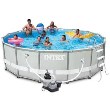 Intex bazen Ultra Frame Set 488 × 122 cm, s peščeno črpalko, lestev, podloga, prevleka (28324NP)