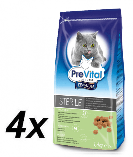PreVital Premium hrana za odrasle sterilizirane mačke, 4 x 1.4 kg