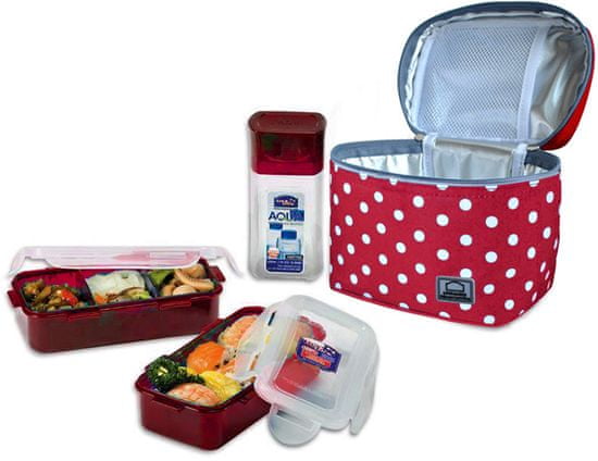 Lock&Lock set s termo torbo Lunch Boxes, rdeč