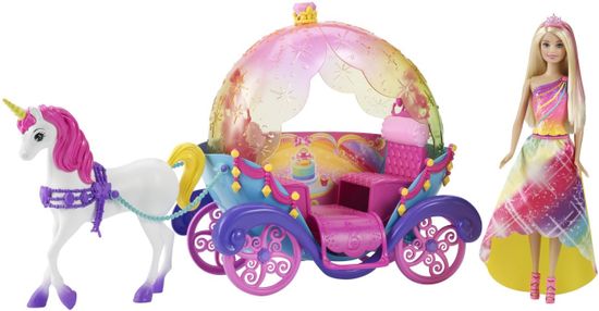 Mattel Mavrična princesa s konjem in kočijo