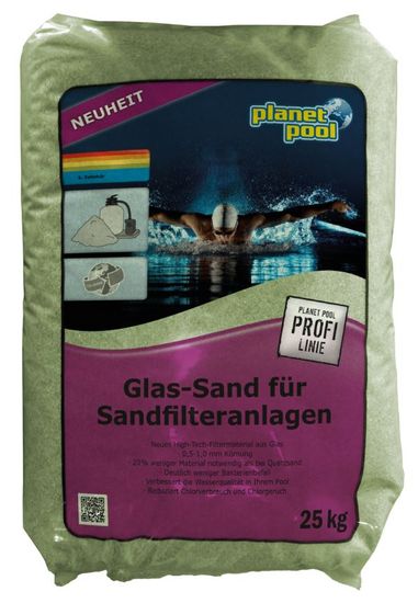 Planet Pool zelen pesek, steklen, 0,5-1 mm, 20 kg - Odprta embalaža1