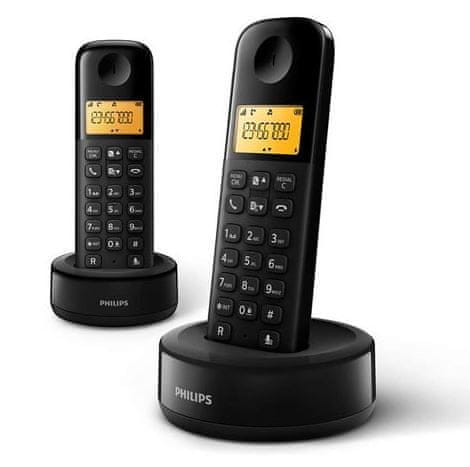 Philips brezžični DECT telefon Philips D1302B duo