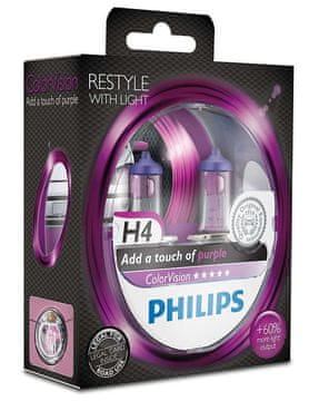 Philips Par žarnic ColorVision Purple H4