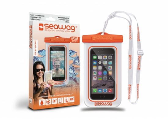 Seawag vodotesna ročna torbica za pametne telefone, belo/oranžna