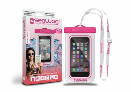 Seawag vodotesna ročna torbica za pametne telefone, belo/roza