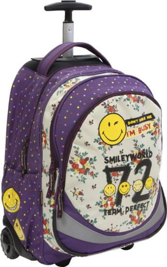 Smiley nahrbtnik s koleščki, vijolična/bela