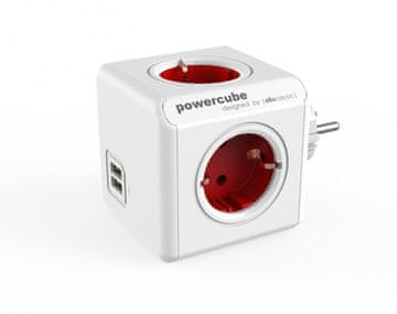 Allocacoc PowerCube Original razdelilec, USB, rdeč