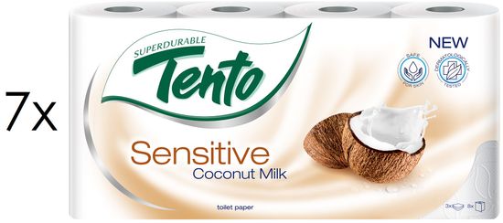 Tento Coconut Sensitive toaletni papir, 3-slojni, 7 x 8 rolic