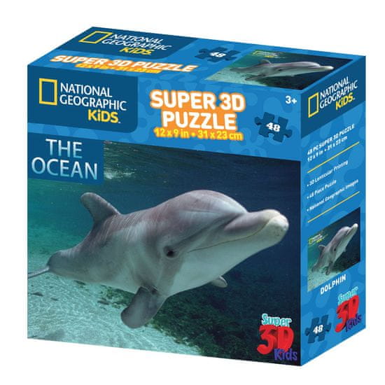 National Geographic sestavljanka 3D - Delfin, 48 kosov, 31 x 23 cm