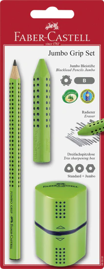 Faber-Castell set Grip, grafični svinčnik + radirka + šilček, svetlo zelen