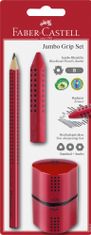 Faber-Castell set Grip, grafični svinčnik + radirka + šilček, rdeč