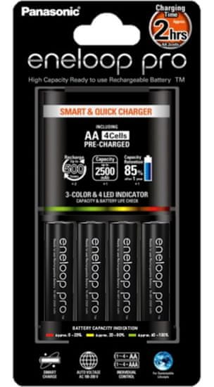 Panasonic polnilec baterij Eneloop Quick Charger + 4x AA Pro