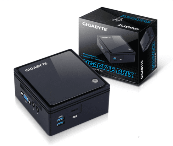 Gigabyte mini računalnik BRIX GB-BACE-3160 barebone N3160 (2.2 GHz, USB3, HDMI, WiFi, 2.5” HDD/SSD)