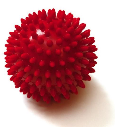 Sissel masažna žogica Spiky Ball, 9 cm, rdeča