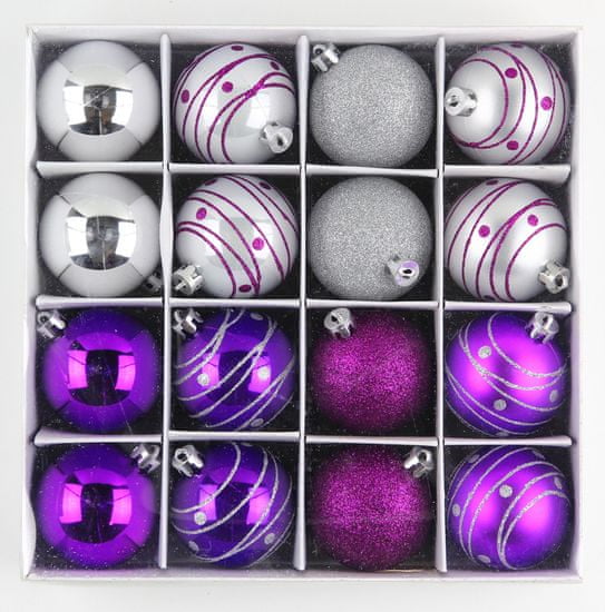 Seizis Set božičnih krogle vijolično-srebrne 16 kosov