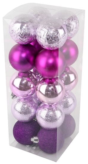 Seizis Set božičnih krogel roza-vijolična 20 kosov