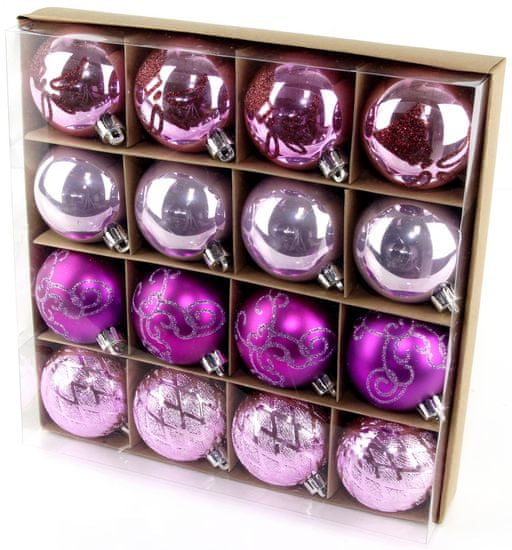 Seizis Set božičnih krogel roza-vijolična 16 kosov