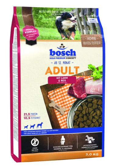 Bosch hrana za odrasle pse, jagnjetina in riž, 3 kg (nova receptura) - Poškodovana embalaža