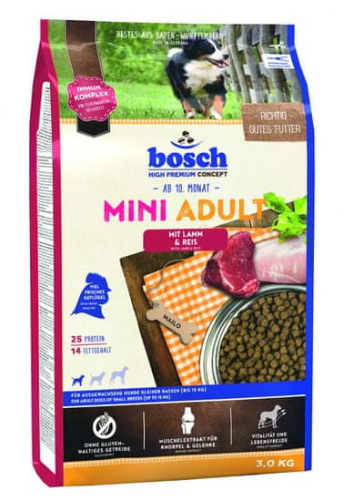 Bosch hrana za odrasle pse majhnih pasem, jagnjetina in riž, 3 kg (nova receptura)