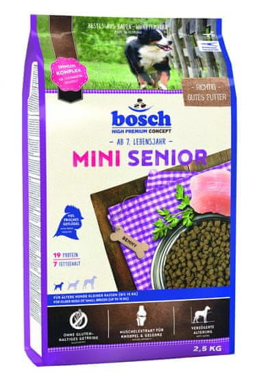 Bosch hrana za starejše pse malih pasem Mini Senior, 2,5 kg (nova receptura)
