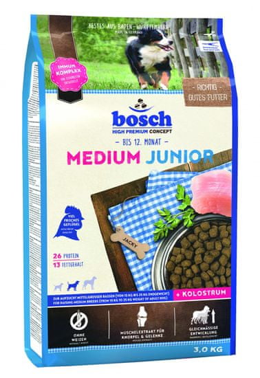 Bosch hrana za pasje mladiče srednje velikih pasem Medium Junior, 3 kg (nova receptura)