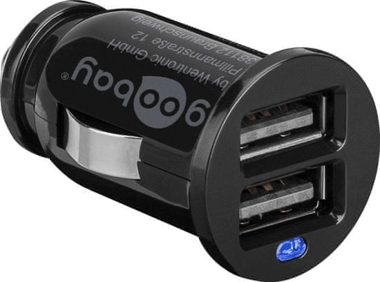 Goobay avtopolnilec 2,1A - 2xUSB, črn