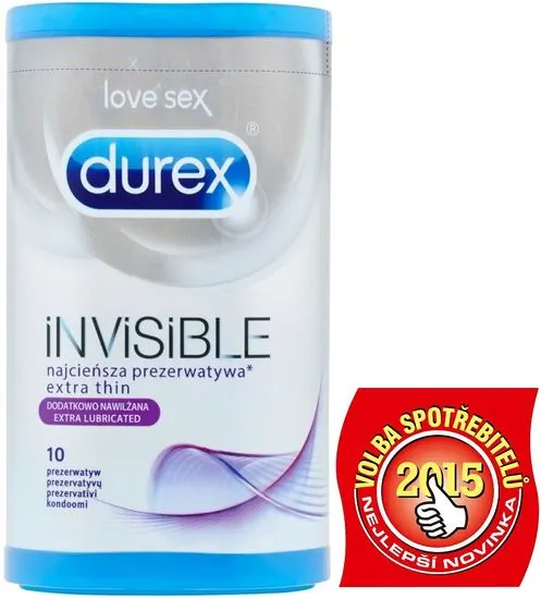 Durex kondomi Invisible Extra Lubricated, 10 kosov