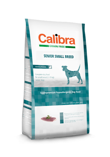 Calibra hrana za starejše pse malih pasem Grain Free, z raco in krompirjem, 7 kg