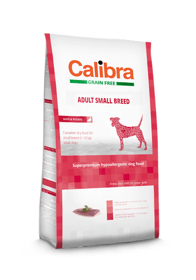 Calibra hrana za odrasle pse malih pasem Grain Free, z raco in krompirjem, 7kg