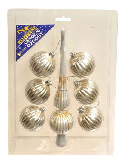 EverGreen Set špica in 6 kosov krogel srebrn