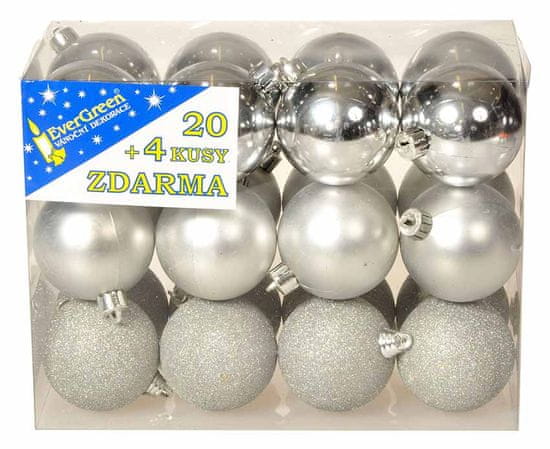 EverGreen Set krogel 3 dodatki 24 srebrn