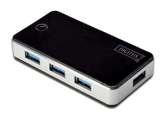 Digitus hub USB 3.0 4 x A + AC adapter, črn