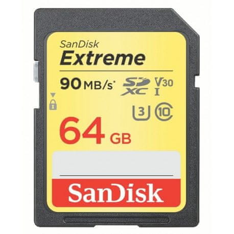 SanDisk spominska kartica SDXC Extreme, 64 GB (SDSDXVE-064G-GNCIN)