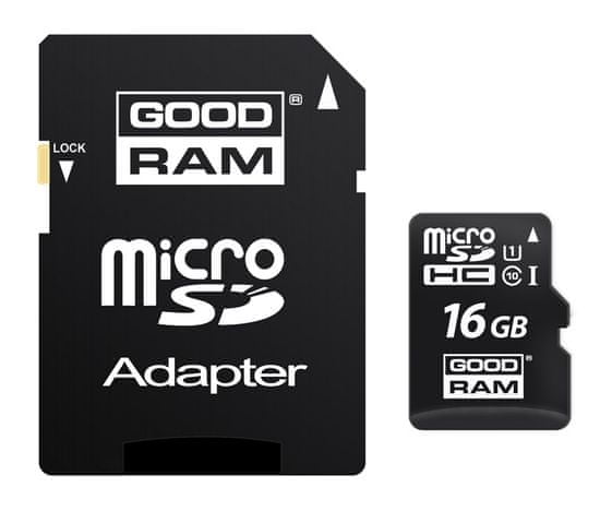 GoodRam spominska kartica microSD, 16GB + SD adapter