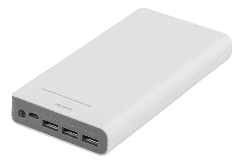 DELTACO polnilna baterija PB-814, 16.000 mAh, 3x USB, LED svetilka, bela - Odprta embalaža