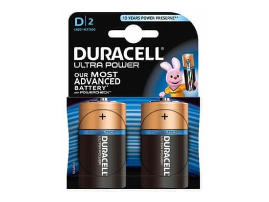 Duracell alkalne baterije Ultra Power MX1300B2 Size D LR20, 2 kosa