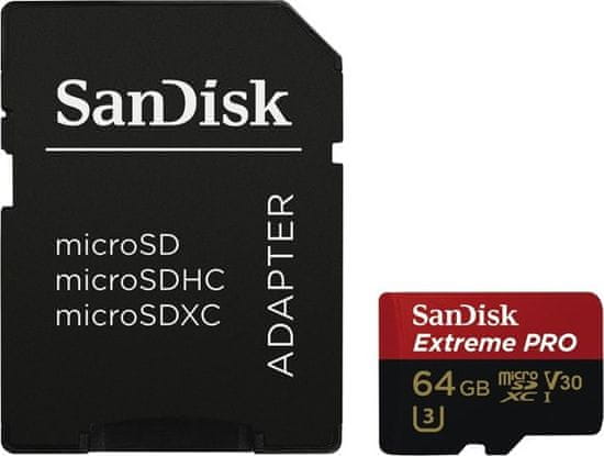 SanDisk spominska kartica Extreme Pro Micro SDXC 64 GB Class 10 U3 V30 UHS-1