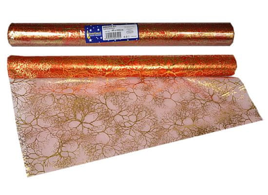 EverGreen dekorativni prt, vzorec iz vej, rdeč in zlat, 2 kosa