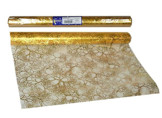 EverGreen dekorativni prt, vzorec iz vej, zlat, 2 kosa