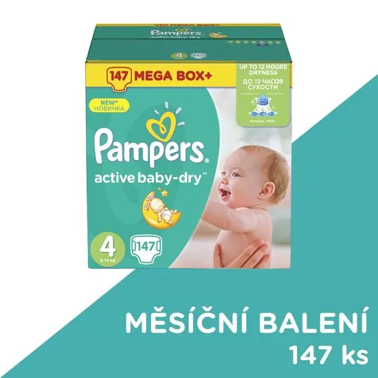 Pampers pleničke Active Baby-Dry, Maxi, 7-14 kg (vel. 4), 147 kosov